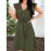 Women Solid Button Front Ruffle Cap Sleeve Dress With Belt