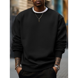Mens Solid Crew Neck Casual Loose Pullover Sweatshirts